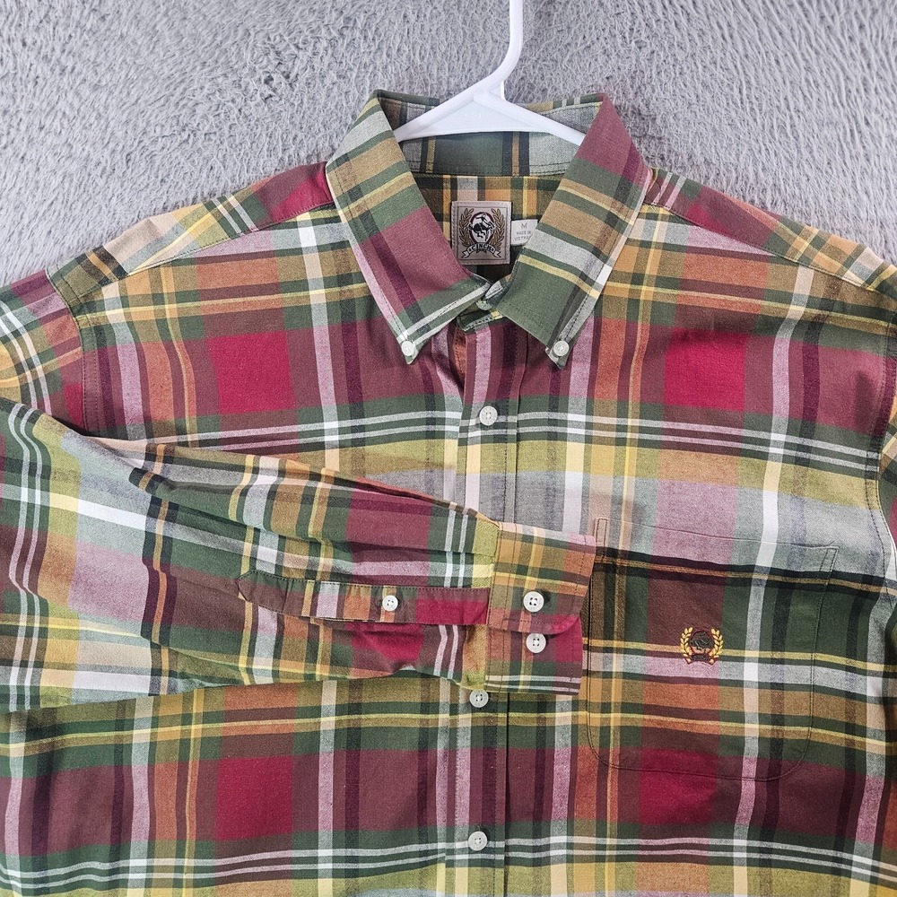 Cinch Shirt Men Medium Button Up Long Sleeve Dark Green Red Plaid